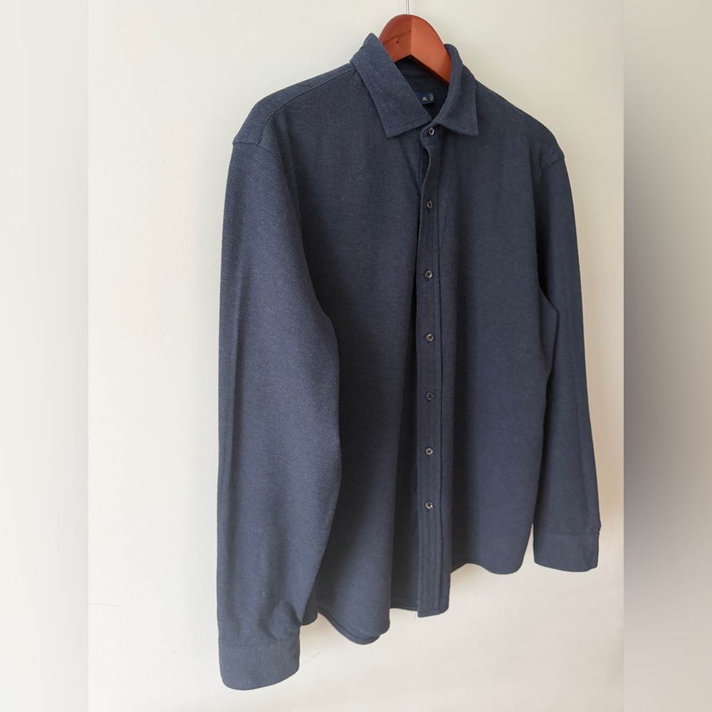 Polo Ralph Lauren EUC Navy Long Sleeve Button Front Shirt XL Classic Fit Cotton - Picture 4 of 14